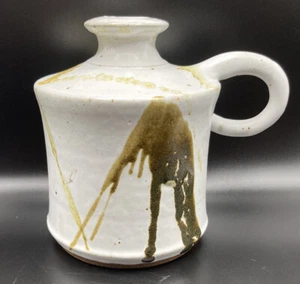 Art Pottery Jug Bud Vase with Handle 4.5" Tall Signed - Picture 1 of 7