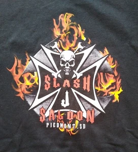Slash J Saloon Piedmont, SD Sturgis Rally Biker Tee Black Size M  ~NEW~ - Picture 1 of 3