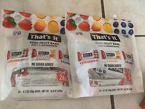 2 packs - That's It Mini Fruit Bars Strawberry, Mango, Blueberry 24 ct 16.8 oz