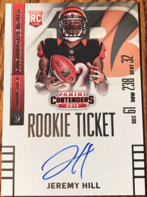 2014 Panini Contenders Rookie Autograph SP Jeremy Hill #232B Cincinnati Bengals - Image 1 of 2