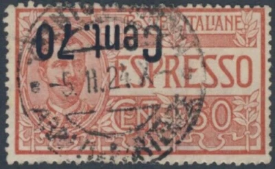 Italia 1925 SC E13a RARO RECARGO INVERTIDO! SCV $400.00 *Sellos de la bahía* Foto 1 de 2