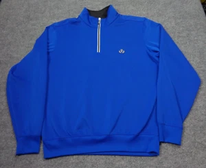 F&G Tech Sweater Mens M Blue 1/4 Zip Performance Golf Pullover Walking Stretch - Picture 1 of 10