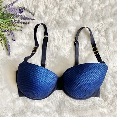 Бюстгальтер балконетный сетчатый Stella McCartney Stella размер 32E синий кружевной с поддержкой на косточках - Изображение 1 из 4