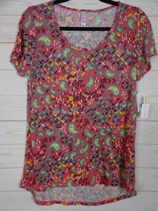 Lularoe Women's Classic T Red with Paisleys Top Size XS NWT - Picture 1 of 3
