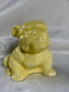 Morton Pottery Yellow Bulldog Figurine Planter Vase Vintage Nice! 4 inches Tall - Picture 1 of 13