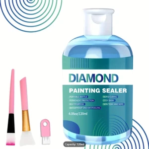 Diamond Painting Sealer Kit 4oz/120ml w/ 3 Brushes Non-Toxic SEALED - Picture 1 of 5