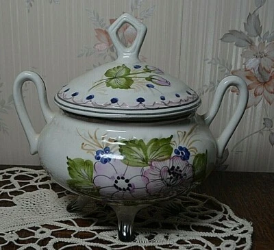 ANCIEN VIDE POCHE POUBELLE CENTRE DE TABLE CERAMIQUE DU PORTUGAL CACHE POT  - Photo 1/2