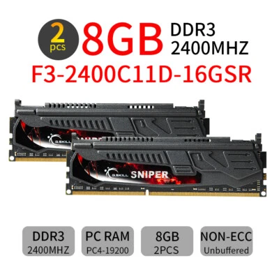 G.SKILL Sniper 16GB Kit 2x 8GB DDR3 OC 2400MHz 240Pin Desktop PC Memory RAM UK - Image 1 of 4