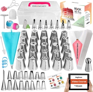 90 Pieces Russian Piping Tips Set, Includes Piping Bags and Tips Set,25 Russian - Picture 1 of 12