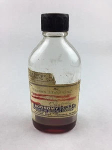 Vintage Wasson Lightning Pharmacy Medicine Bottle 5" Economy Drug Co Sani Glas - Picture 1 of 6