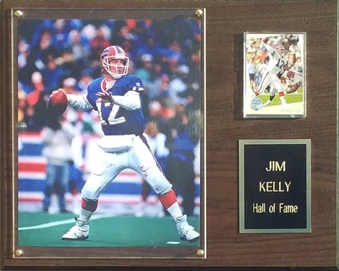 Jim Kelly Buffalo Bills 12x15 Cherry-Finished Stats Plaque Cover