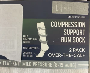 Mild Compression Arch Support Over-the-Calf Run Socks Multicolor Large 2 Pack - Picture 1 of 11