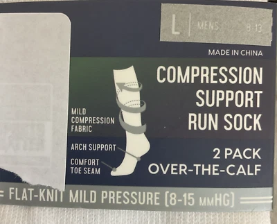 Mild Compression Arch Support Over-the-Calf Run Socks Multicolor Large 2 Pack - Image 1 of 4