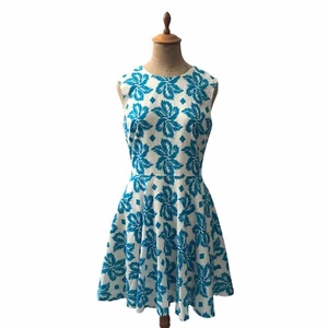 Vestido Diane Von Furstenberg Jeannie Estampado de Hojas Turquesa Aqua Talla 4 - Imagen 1 de 9