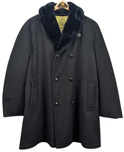 Mighty Mac Out o Gloucester Pea Coat Mens 40 Wool Workwear Tycoon Collar 70s - Picture 1 of 17