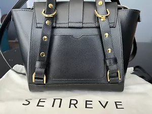 Senreve Mini Maestra Black Noir Convertible Leather Bag NWOT Pebbled Perfect - Picture 1 of 10