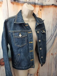 Express Bleus Trucker, Biker Blue Denim Jacket Button Up Women's Size M - Picture 1 of 7