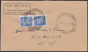 NEW ZEALAND 1949 local Christchurch cover taxed, 2d(2) postage due added....1888 - Picture 1 of 1