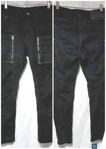 Pantalones G-Star Raw para hombre negros Rovic con cremallera bolsillos de carga 3D pierna delgada 30x28 - Imagen 1 de 16