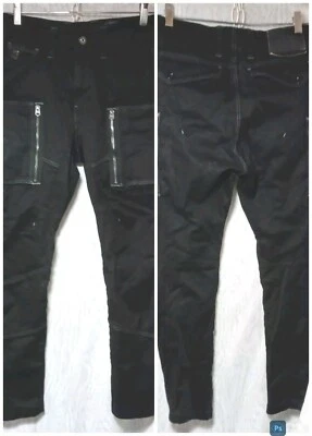 G-Star Raw Pants Mens Black Rovic Zip Pkts 3D Cargo Pockets Skinny Leg 30x28  - Image 1 of 4