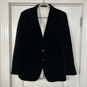 Vintage Halston Black Velvet Blazer Men’s 38R 1980s Dinner Jacket Union Made VGC - Picture 1 of 18