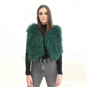 Mongolian Sheepskin Wool Vest in Forest - Picture 1 of 4
