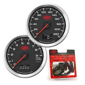 SAAS GPS Unit Speedo Tachometer 0-220 KPH 80mm In Dash Muscle Digital Series 3 - Bild 1 von 12