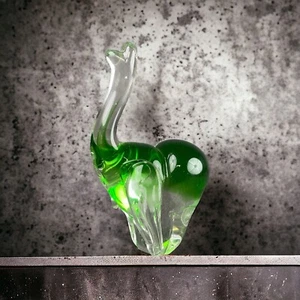 Murano Stil Kunst Glas klar & grün Elefant 8" hoch - Bild 1 von 10