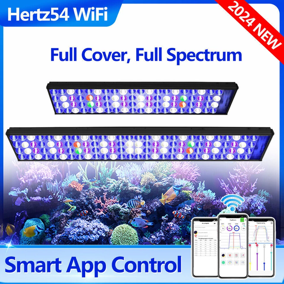 PopBloom WiFi Aquarium Lighting LED Marine Light Full Spectrum Coral Reef Tank - Image 1 of 4