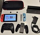 Nintendo Switch V2 Red Blue Dock READ Controllers Power Case