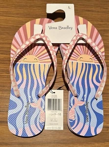 Neue Vera Bradley Flip Flops Aloha Blüten Sonne korallenblau Größe Large 9-10 - Bild 1 von 4