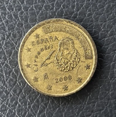 Moneda rara de 50 céntimos de euro España 2000, España Cervantes Foto 1 de 4