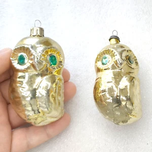2 Antique Vintage USSR Glass Christmas Ornaments X-mas Fir-Tree Decorations Owls - Picture 1 of 4