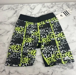 Adidas Destiny Printed Slider Shorts Neon Yellow Animal Print Girls Medium NWT - Picture 1 of 5