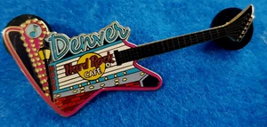 GUITARRA EXPLORADORA DENVER 2004 LETRERO DE NEÓN LUCES CARPA FACHADA PIN Hard Rock Café - Imagen 1 de 1
