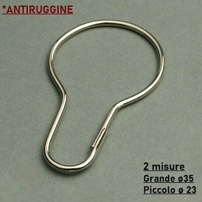 G.B MANZONI 10 ANELLI GANCI TENDE DOCCIA ANTIRUGGINE OTTONE NICHELATO SOLE GRANDE- PICCOLO
