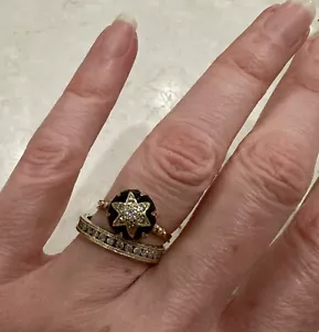 Antique Enamel, Diamond, 14k Ring - Picture 1 of 8