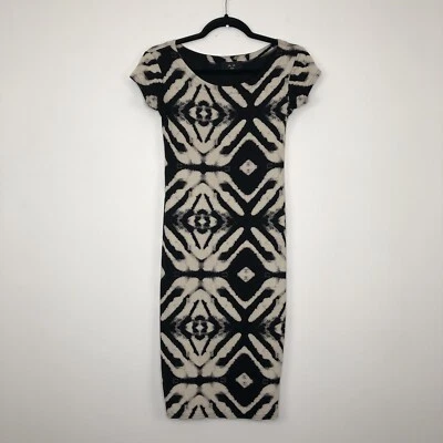 AX PARIS Damen-Bleistiftkleid Freizeit Party beige schwarz Kurzarm Größe UK 10 - Bild 1 von 4