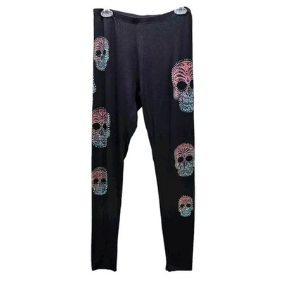 Calaveras Góticas Vocal Bling Estrás Calaveras de Azúcar Leggings Talla XL Halloween Foto 1 de 4