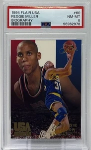 Reggie Miller PSA 8 -1994 Fleer Flair USA Biography “A Family of Athletes” Pop 5 - Picture 1 of 8