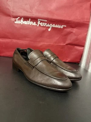 Santoni Dress Casual Penny Loafers Shoes Brown calf Leather Mens 9.5D $920 MSRP - Image 1 of 4
