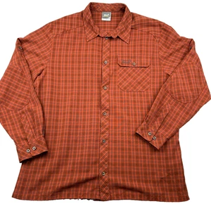 Jack Wolfskin Outdoor Shirt Men's 2XL Orange Plaid Regular Fit Pocket Button-Up - Picture 1 of 10
