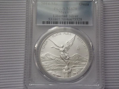 2014 MO PCGS MS70 MEXICO 1 ONZA PLATA LIBERTAD "Low Pop" Foto 1 de 4