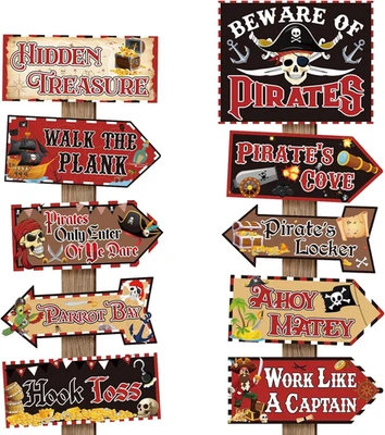 20 peças placas direcionais de festa pirata decorações cuidado com piratas  - Imagem 1 de 4
