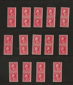 Estampillas de Estados Unidos Scott 411 dos centavos Washington línea guía pares MNH lote de 14 cv 1750. - Imagen 1 de 1