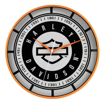 Harley-Davidson Open Bar & Shield Logo Velocímetro Metal Reloj, Naranja Foto 1 de 3