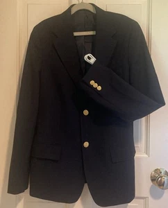 Vineyard Vines Boy’s Navy Blue Blazer Brass Logo Buttons 100% Wool Lined Size 16 - Picture 1 of 9