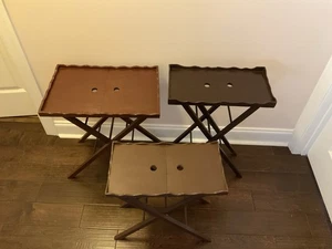 Lot (3) MCM Wood Folding TV Tables Hand Crafted Great Invention! - Picture 1 of 9