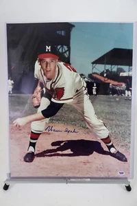 Warren Spahn Autographed Milwaukee Braves 16X20 Photo - Picture 1 of 2