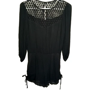 Endless Rose Romper Small NWT Black Long Sleeve Lined w/lace - Picture 1 of 7